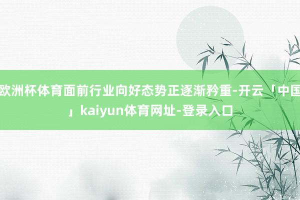 欧洲杯体育面前行业向好态势正逐渐矜重-开云「中国」kaiyun体育网址-登录入口