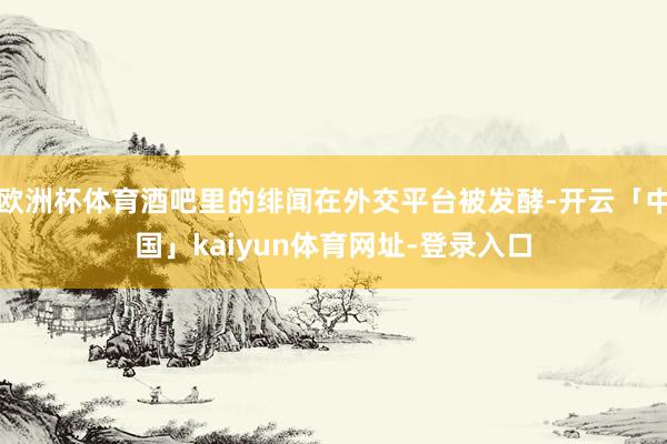 欧洲杯体育酒吧里的绯闻在外交平台被发酵-开云「中国」kaiyun体育网址-登录入口