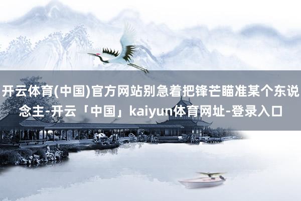 开云体育(中国)官方网站别急着把锋芒瞄准某个东说念主-开云「中国」kaiyun体育网址-登录入口