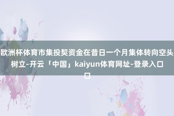 欧洲杯体育市集投契资金在昔日一个月集体转向空头树立-开云「中国」kaiyun体育网址-登录入口